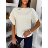 Biely elegantný pohodlný oversize svetrík BELLISIMA (Veľkosť ONESIZE)