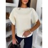 Bílý elegantní pohodlný oversize svetřík BELLISIMA (Veľkosť ONESIZE)
