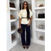 Bílý elegantní pohodlný oversize svetřík BELLISIMA (Veľkosť ONESIZE)