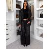 Černá stylová oversized biker short koženková bunda HALVESSA (Veľkosť M/L)
