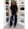 Černý elegantní pohodlný oversize svetřík BELLISIMA (Veľkosť ONESIZE)