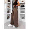 Hnedé wide leg dlhé široké džínsy LUVINA (Veľkosť L)