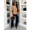 Hnedý elegantný pohodlný oversize svetrík BELLISIMA (Veľkosť ONESIZE)