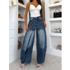 Modré wide leg extra široké džínsy MAELLE (Veľkosť L)