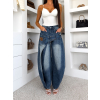 Modré wide leg extra široké džínsy MAELLE (Veľkosť L)