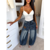 Modré wide leg extra široké džínsy MAELLE (Veľkosť L)