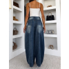 Modré wide leg extra široké džínsy MAELLE (Veľkosť L)
