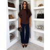 Tmavě hnědý elegantní pohodlný oversize svetřík BELLISIMA (Veľkosť ONESIZE)