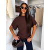 Tmavě hnědý elegantní pohodlný oversize svetřík BELLISIMA (Veľkosť ONESIZE)