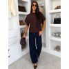 Tmavě hnědý elegantní pohodlný oversize svetřík BELLISIMA (Veľkosť ONESIZE)
