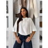Biele elegantné trendy tričko GIVONA s golierom (Veľkosť ONESIZE)