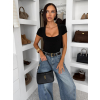 Čierne basic body AMOURA s krátkym rukávom (Veľkosť ONESIZE)
