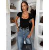 Čierne basic body AMOURA s krátkym rukávom (Veľkosť ONESIZE)