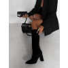 Čierne semišové čižmy LUNVERA na podpätku (Veľkosť 36)