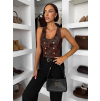 Hnedý elegantný top DORETTA (Veľkosť ONESIZE)