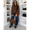 Hnedý faux fur kožušinový kožúšok kabátik GLARIA (Veľkosť S/M)