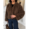 Hnedý faux fur kožušinový kožúšok kabátik GLARIA (Veľkosť S/M)