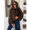 Hnedý faux fur kožušinový kožúšok kabátik GLARIA (Veľkosť S/M)