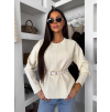 Krémový elegantný vypasovaný svetrík MELANIA s opaskom (Veľkosť ONESIZE)