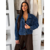Modrá džínsová krátka denim bunda MIALANA (Veľkosť ONESIZE)