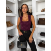 Vínové elegantné krajkové body ORVELLA s výstrihom (Veľkosť ONESIZE)