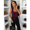 Vínové elegantné krajkové body ORVELLA s výstrihom (Veľkosť ONESIZE)