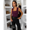 Vínové elegantné krajkové body ORVELLA s výstrihom (Veľkosť ONESIZE)