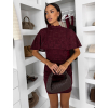 Vínové elegantné krajkové šaty MELORIA s prikrývkou (Veľkosť M/L)