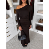 154595 2 tmave hnede elegantni dlouhe saty jarelia s dlouhym rukavem