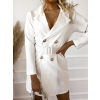 Biele dlhšie sako / šaty LARRY s opaskom a ozdobnými gombíkmi