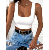 Biely jednoduchý crop top ISAAC