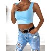 Svetlomodrý jednoduchý crop top ISAAC