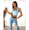 Svetlomodrý jednoduchý crop top ISAAC
