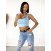 Svetlomodrý jednoduchý crop top ISAAC