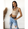 Béžový jednoduchý crop top ISAAC
