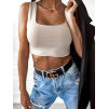 Béžový jednoduchý crop top ISAAC