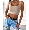 Béžový jednoduchý crop top ISAAC
