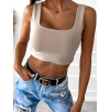 Béžový jednoduchý crop top ISAAC