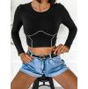 28455 4 cerny crop top contour s dlouhym rukavem