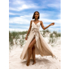 Béžové elegantné dlhé šaty FAIRYTALE