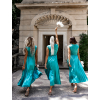 30126 3 tyrkysove dlouhe leskle saty elisia