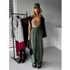 30822 4 khaki elegantni siroke kalhoty coral s rozsirenymi nohavicemi