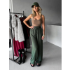 Khaki elegantné nohavice CORAL s rozšírenými nohavicami