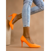 Neónovo oranžové topánky na podpätku SHELLY