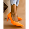 Neónovo oranžové topánky na podpätku SHELLY