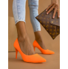 Neónovo oranžové topánky na podpätku SHELLY
