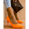 Neónovo oranžové topánky na podpätku SHELLY