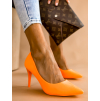 Neónovo oranžové topánky na podpätku SHELLY
