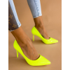 Neónové žlté hladké topánky na podpätku MELODY