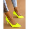 Neonové žluté hladké boty na podpatku MELODY (Veľkosť 36)